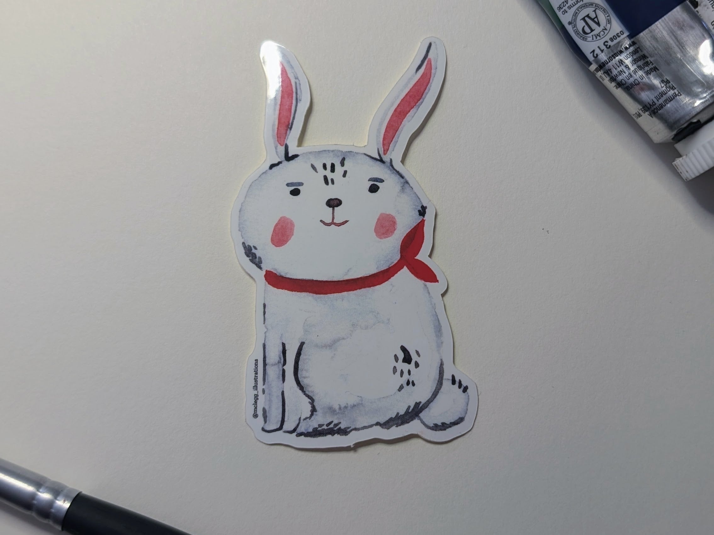 Chubby Bunny Watercolor Sticker