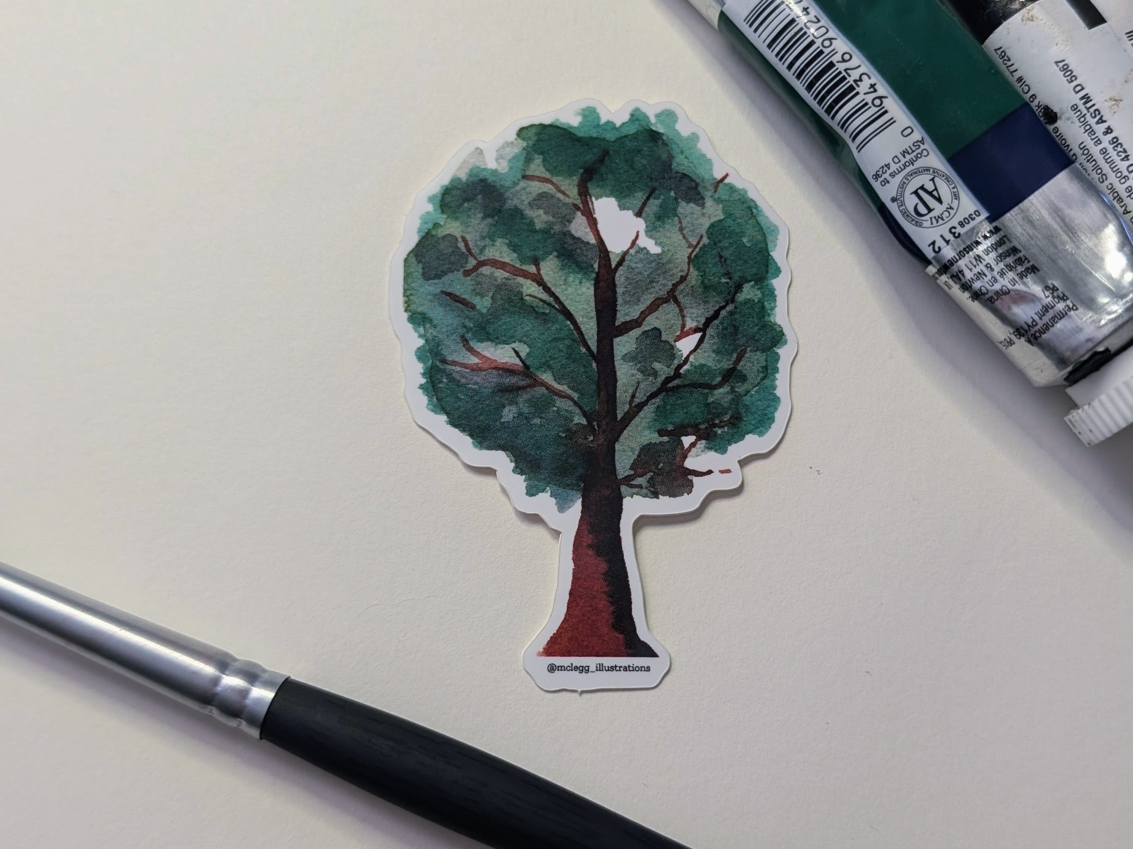 Watercolor Oak Tree Sticker