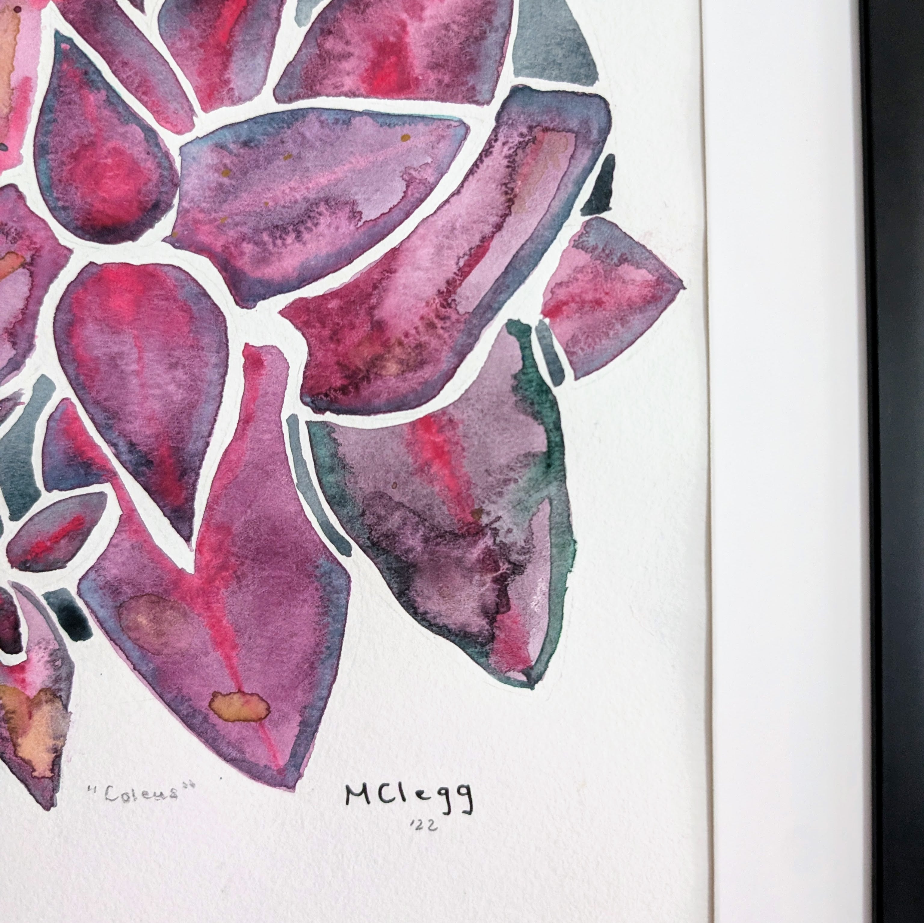 Coleus Plant Original Watercolor Painting, 9 x 12 inches, Framed or Unframed