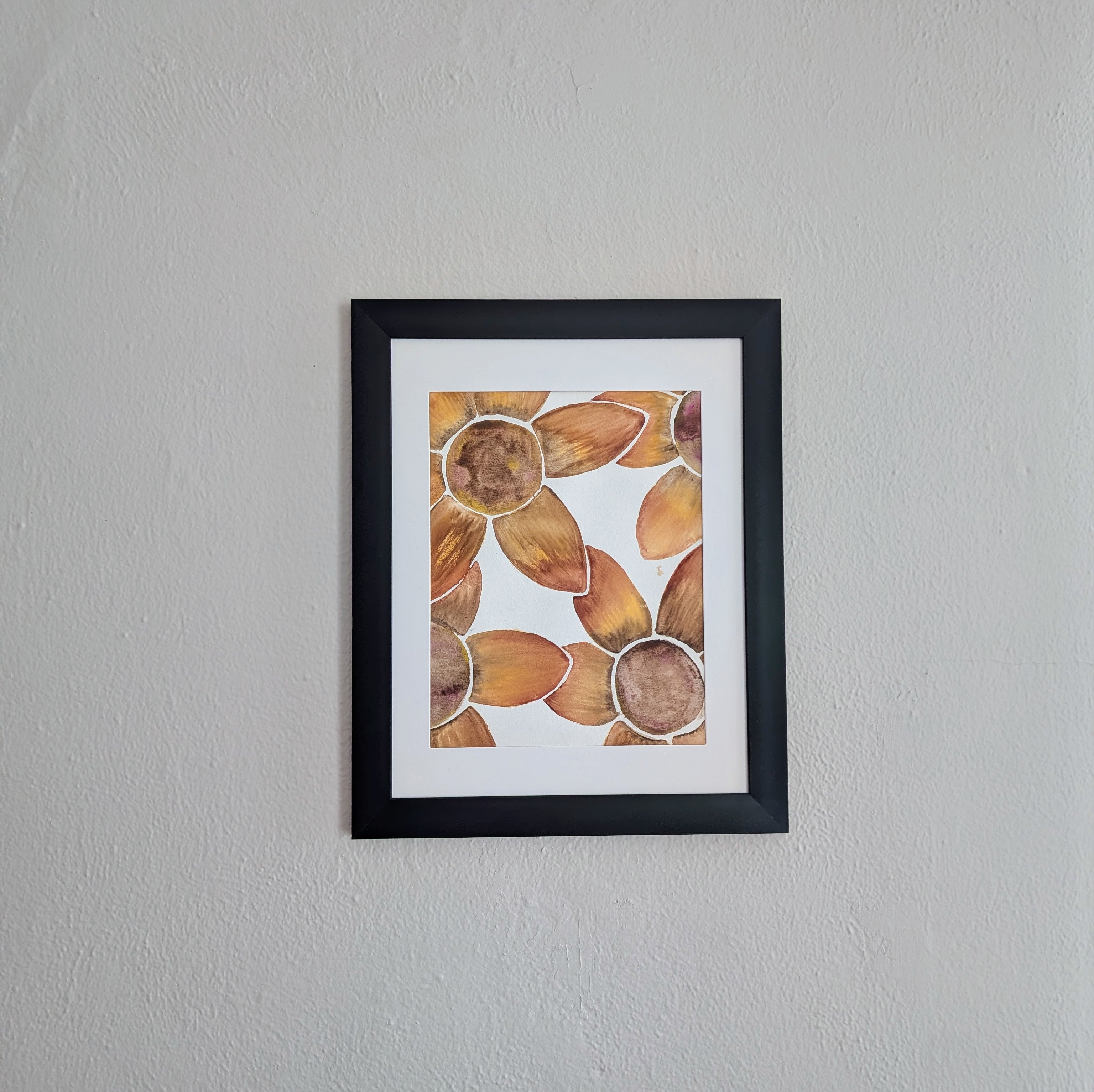 Sunflower Illustration, Original Watercolor Painting, 9 x 12 inches, Framed or Unframed