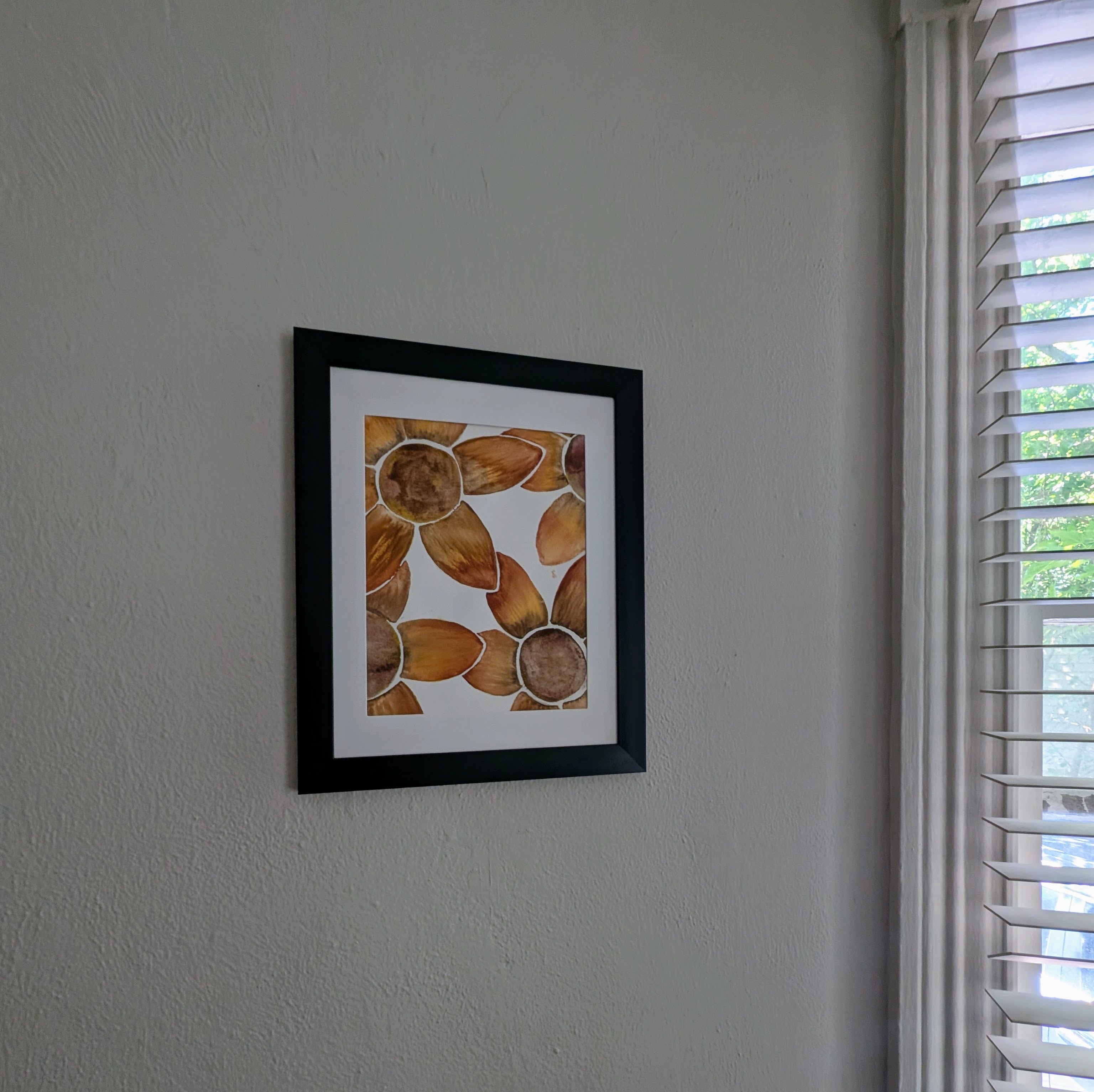Sunflower Illustration, Original Watercolor Painting, 9 x 12 inches, Framed or Unframed