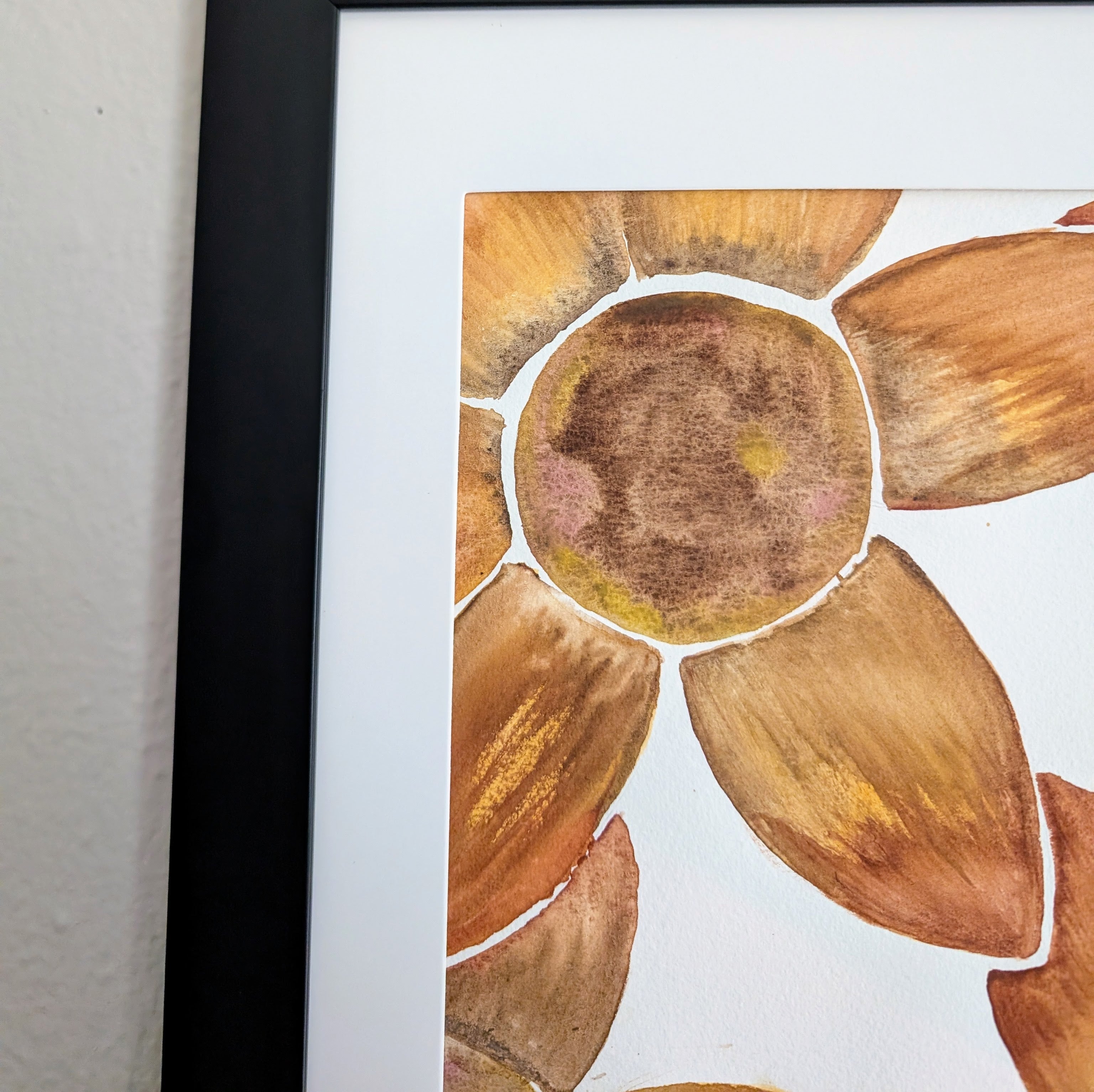 Sunflower Illustration, Original Watercolor Painting, 9 x 12 inches, Framed or Unframed