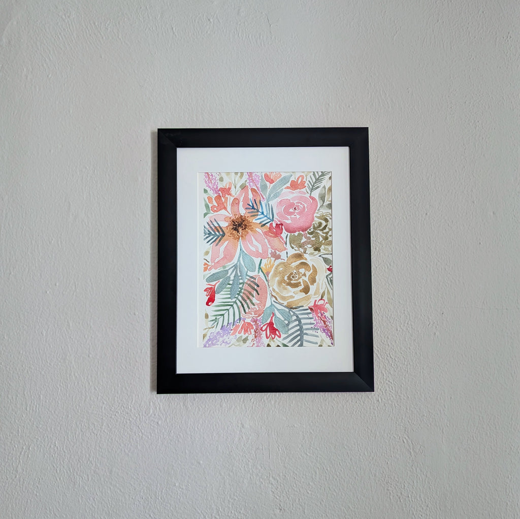 Floral Arrangement #1, Original Watercolor Painting, 9 x 12 inches, Framed or Unframed