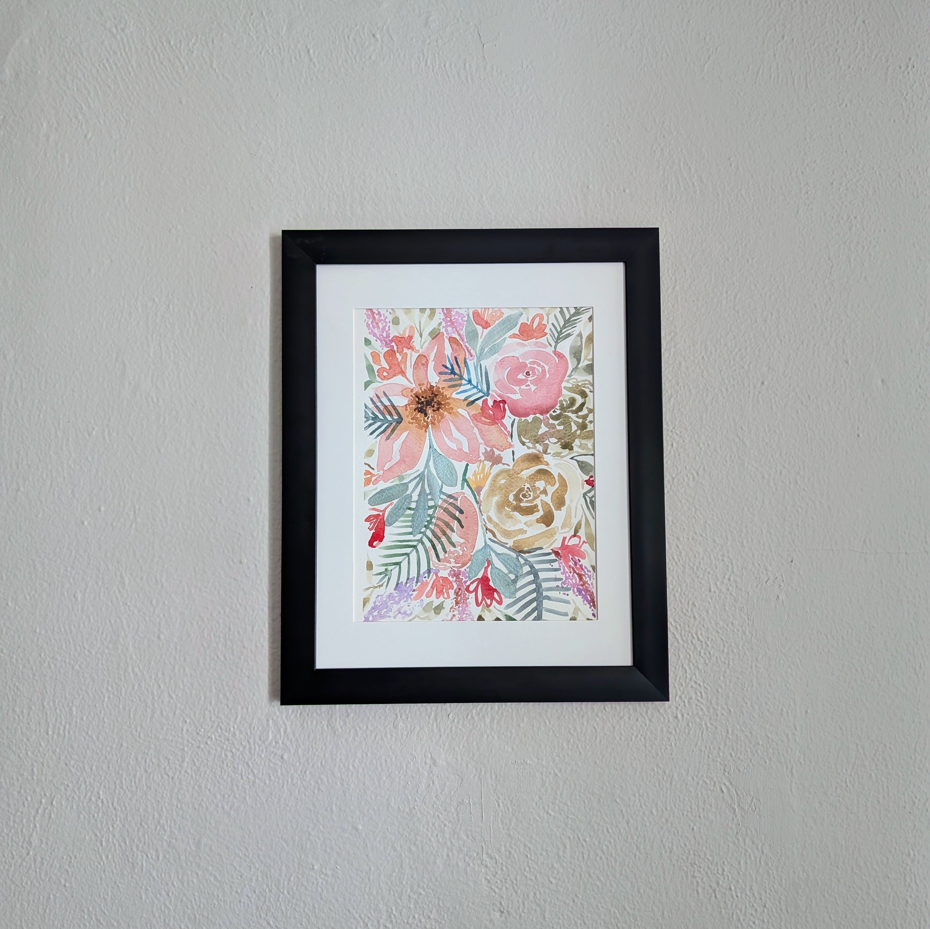 Floral Arrangement #1, Original Watercolor Painting, 9 x 12 inches, Framed or Unframed