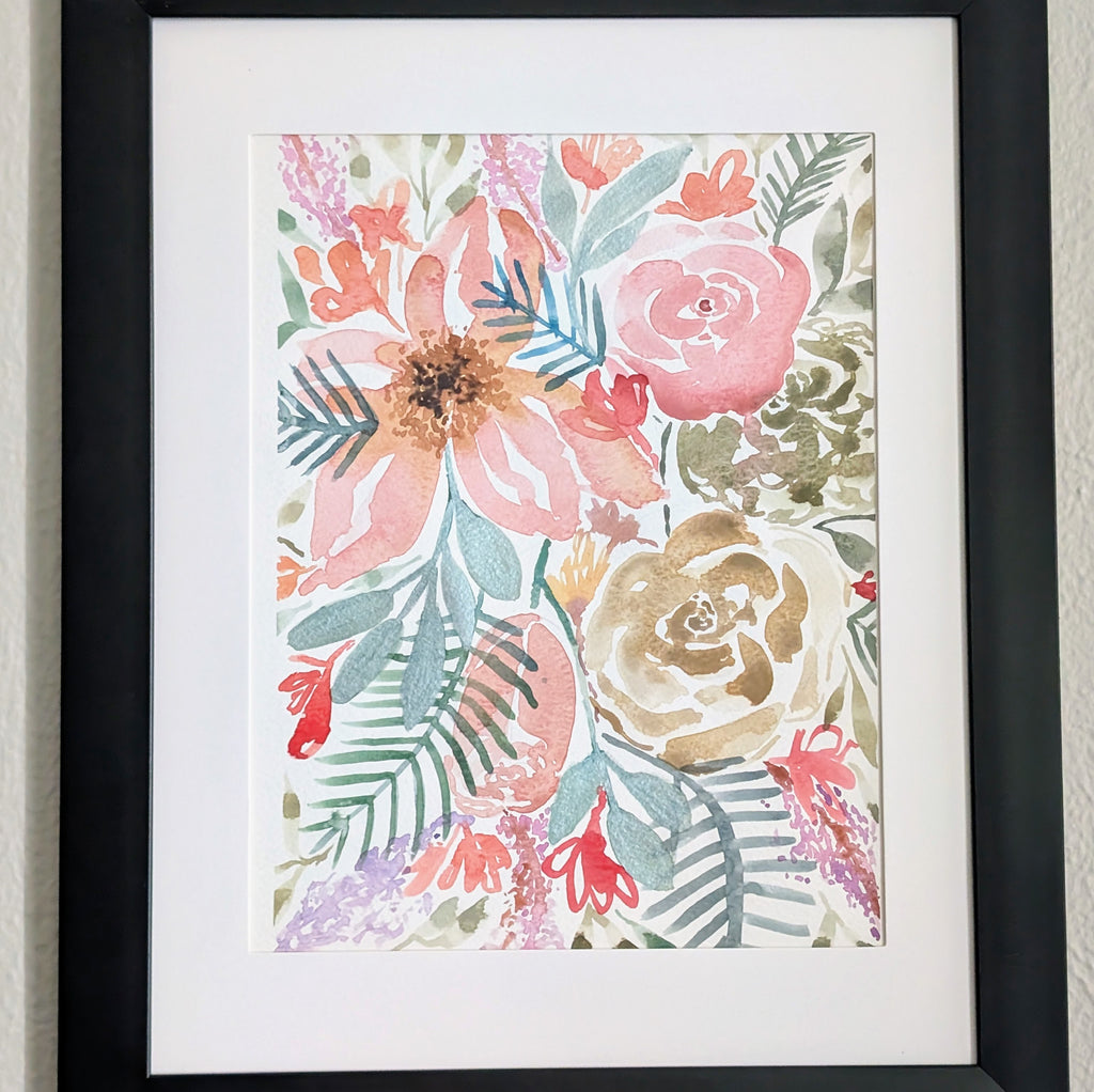 Floral Arrangement #1, Original Watercolor Painting, 9 x 12 inches, Framed or Unframed