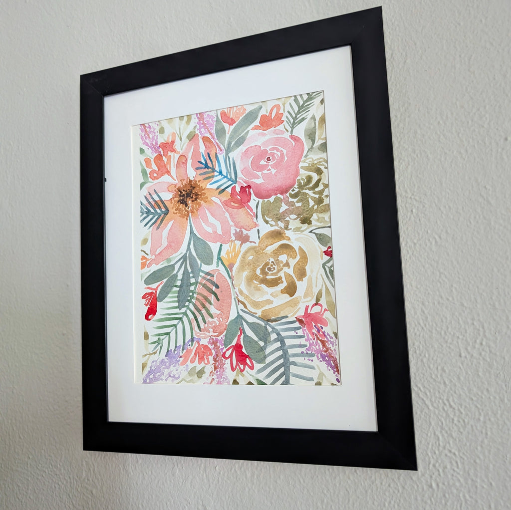 Floral Arrangement #1, Original Watercolor Painting, 9 x 12 inches, Framed or Unframed