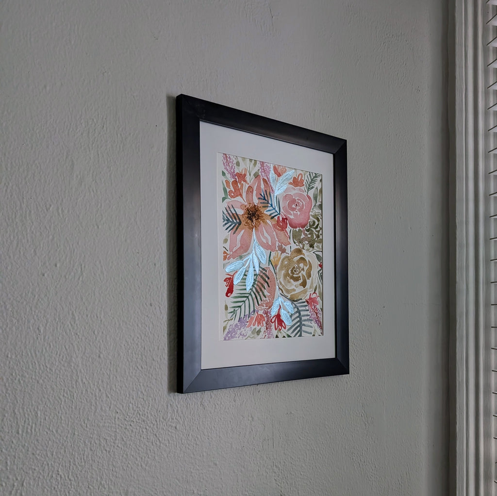 Floral Arrangement #1, Original Watercolor Painting, 9 x 12 inches, Framed or Unframed