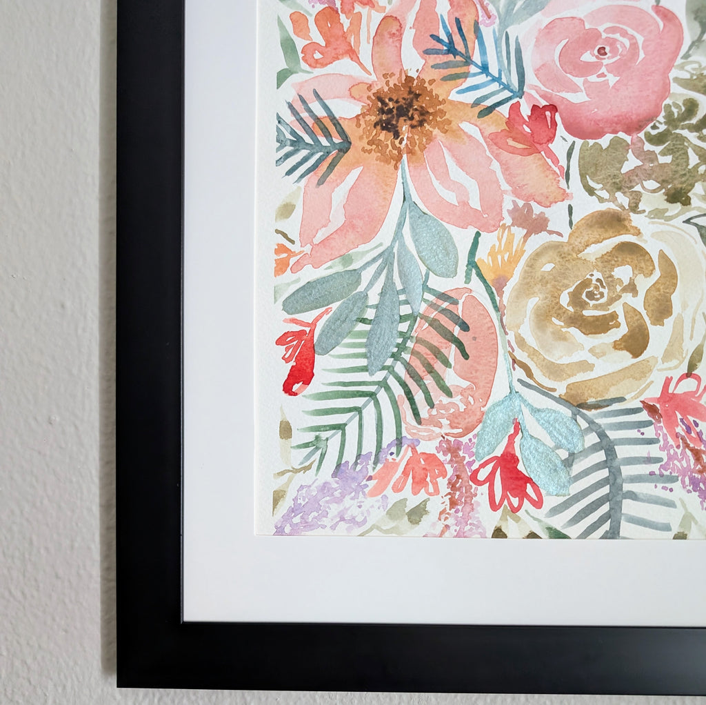 Floral Arrangement #1, Original Watercolor Painting, 9 x 12 inches, Framed or Unframed