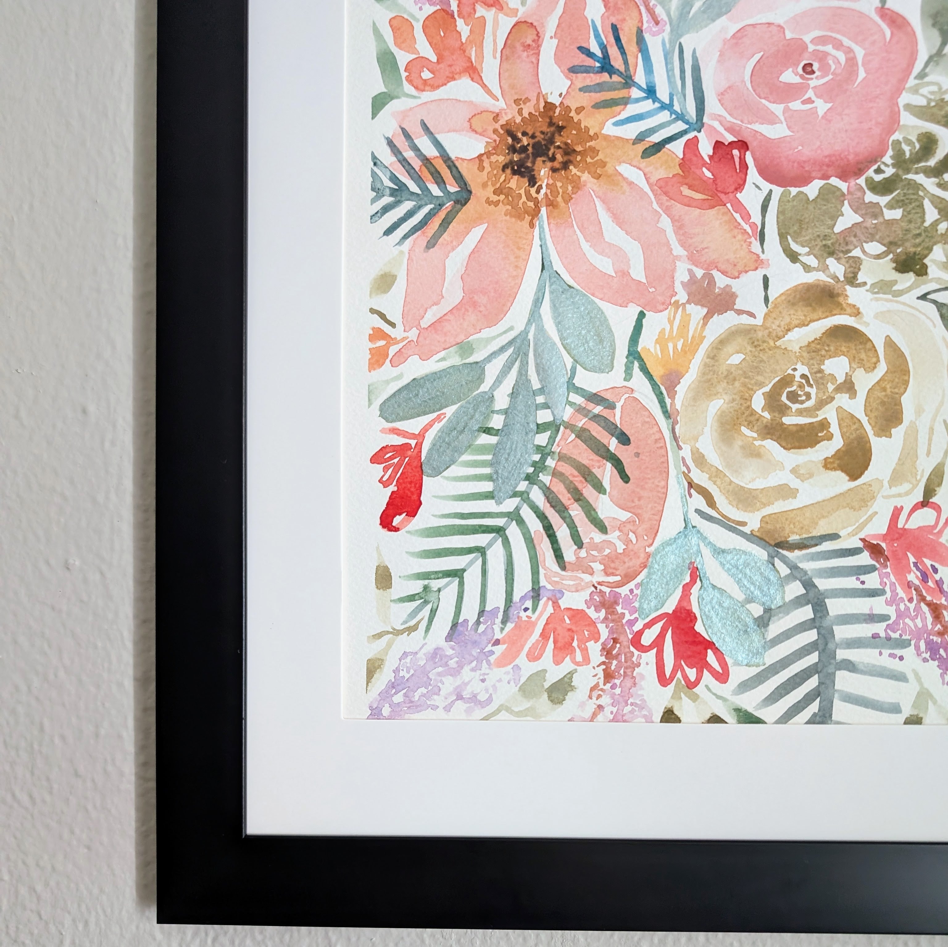 Floral Arrangement #1, Original Watercolor Painting, 9 x 12 inches, Framed or Unframed