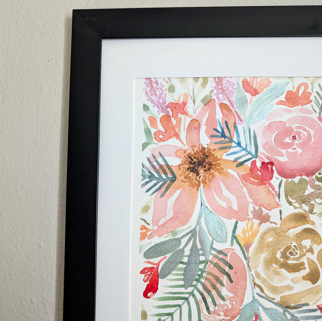 Floral Arrangement #1, Original Watercolor Painting, 9 x 12 inches, Framed or Unframed