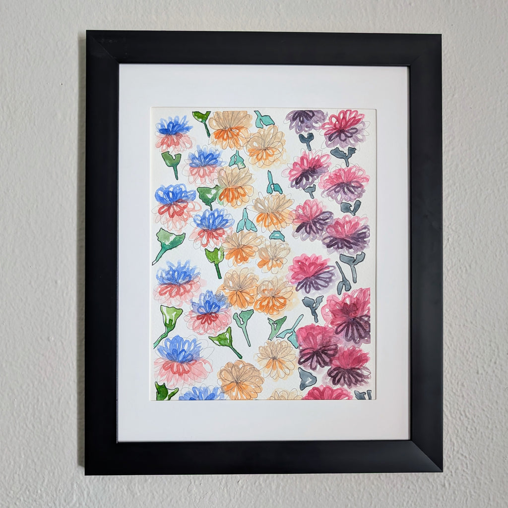 Floral Arrangement #3, Original Watercolor Painting, 9 x 12 inches, Framed or Unframed