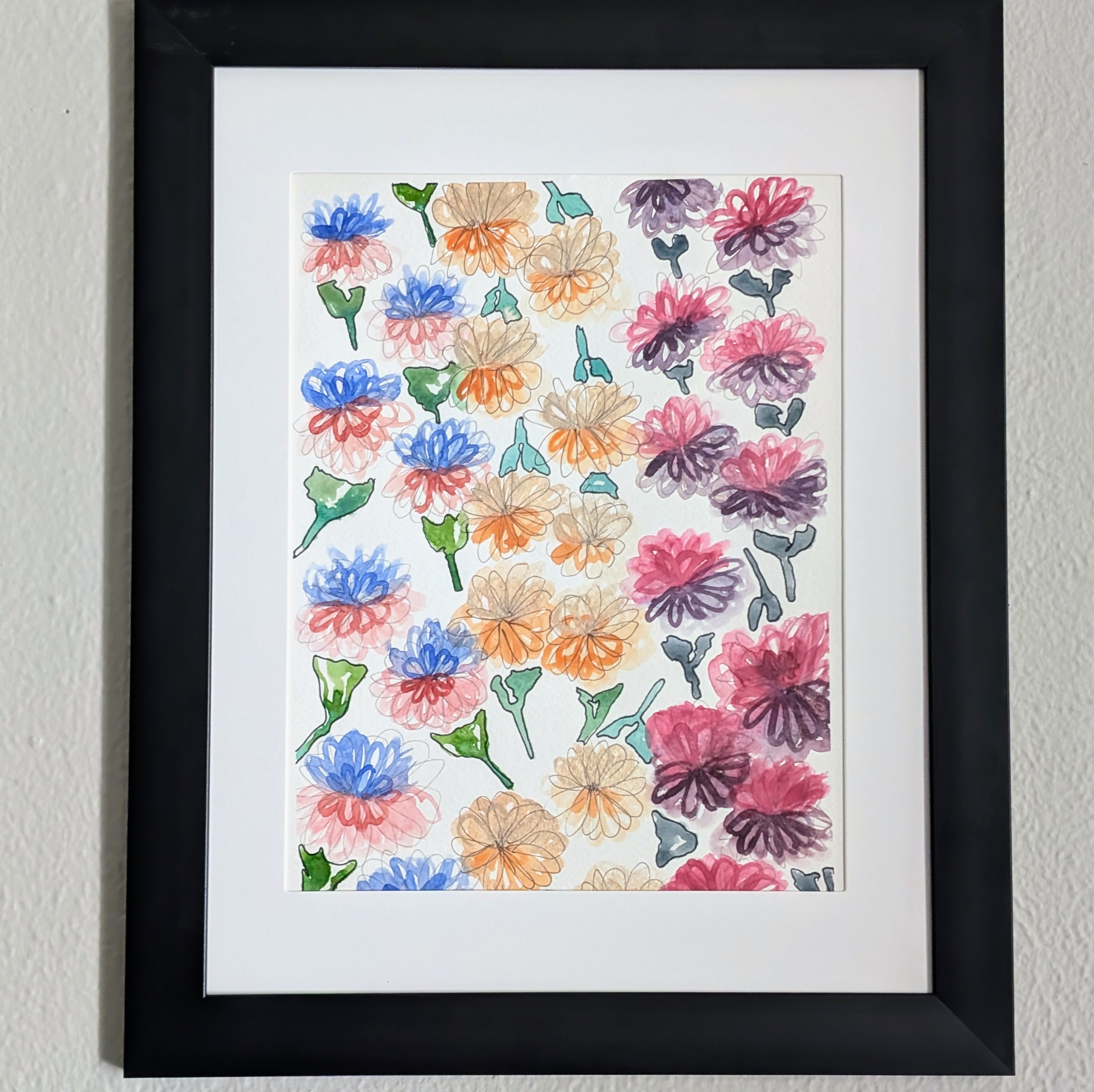 Floral Arrangement #3, Original Watercolor Painting, 9 x 12 inches, Framed or Unframed