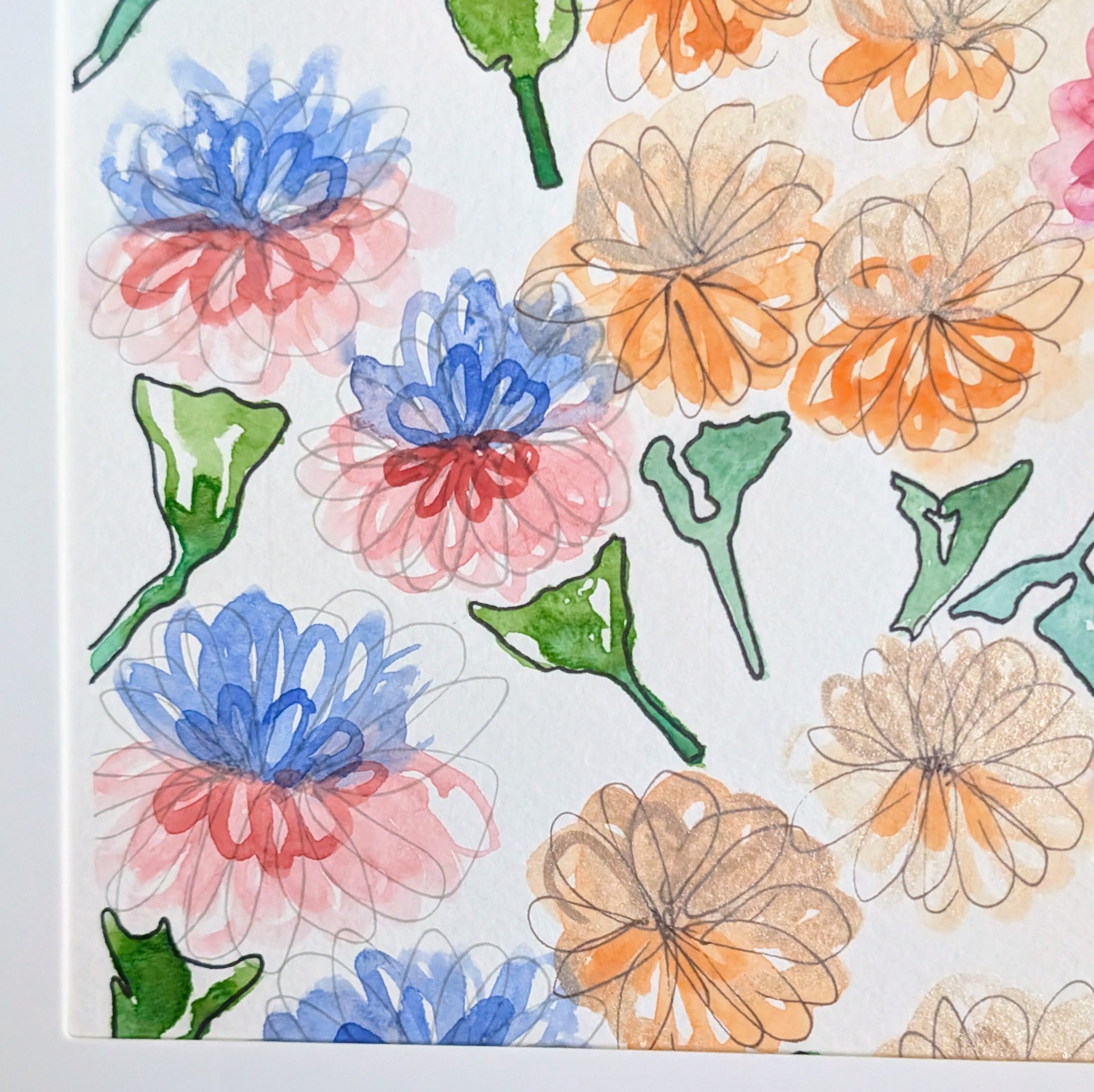 Floral Arrangement #3, Original Watercolor Painting, 9 x 12 inches, Framed or Unframed
