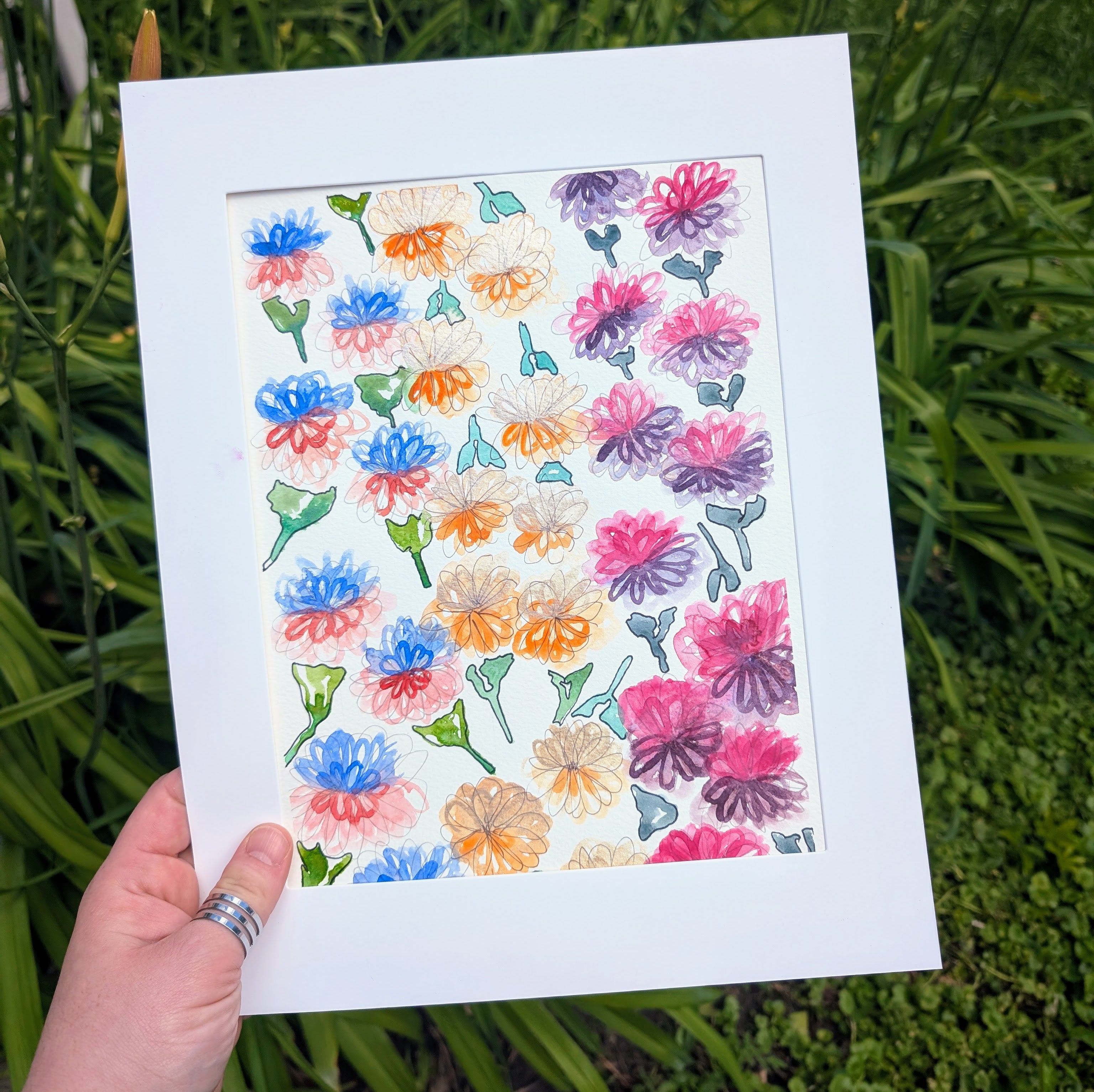 Floral Arrangement #3, Original Watercolor Painting, 9 x 12 inches, Framed or Unframed